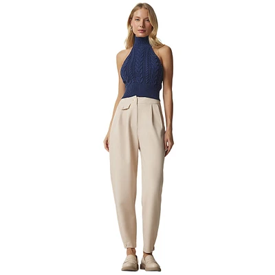 Skinny Fit Woven Plain Trousers