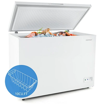 10 Cu. Ft. Chest Compact Freezer With 7-level Temperature, Removable Basket White