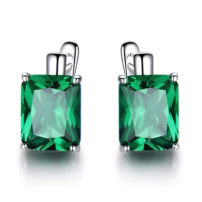 Lab Created Nano Emerald Earrings 0.925 White Sterling Silver