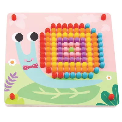 Button Art Toy - 222pcs - Mushroom Nails Mosaic Pegboard, Colour Matching Educational Game With Storage Bag, For Kids 3 Years +