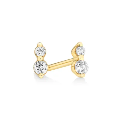 Two Stone Diamond Stud Earrings In 10kt Yellow Gold