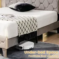 Full/queen Bed Frame Upholstered Platform Mattress Foundation With Storage Headboard