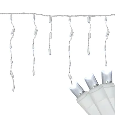 300 Count Cool White Led Wide Angle Icicle Christmas Lights, 24.5 Ft White Wire