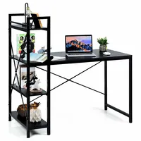 47.5" Computer Desk Writing Desk Study Table Workstation With 4-tier Shelves Black