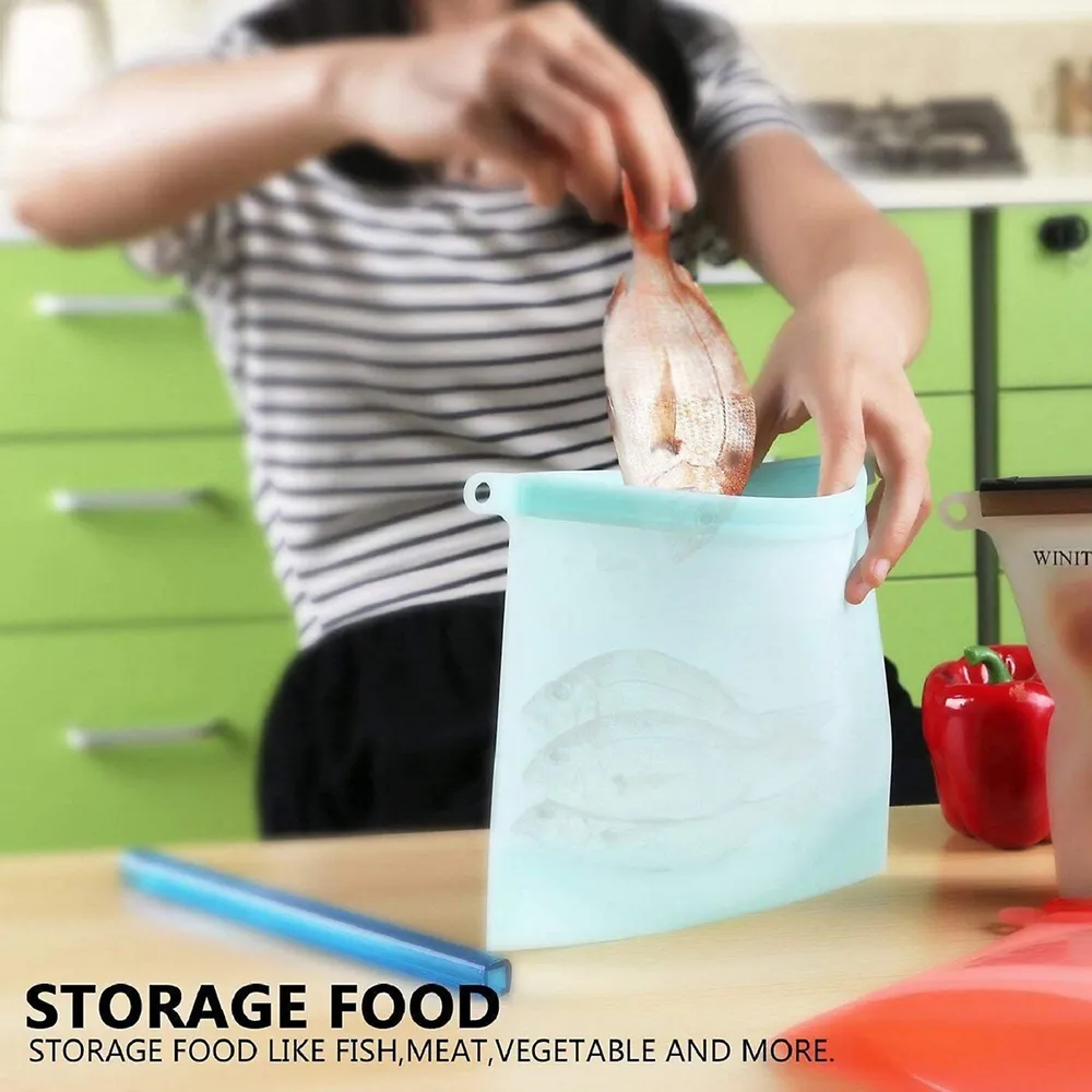 Reusable Silicone Food Storage Bag,Microwave Dishwasher Freezer Oven Safe, BPA Free