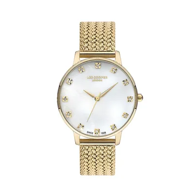 Ladies Lc07401.120 3 Hand Yellow Gold Watch With A Yellow Gold Mesh Band And A White Dial
