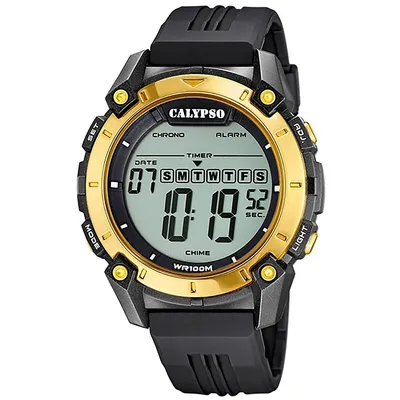 50mm Round Mens Digital Watch, Sports Silicone Strap, Chronograph, Dual Time, Timer, Lap, Light, Day / Date - K5814