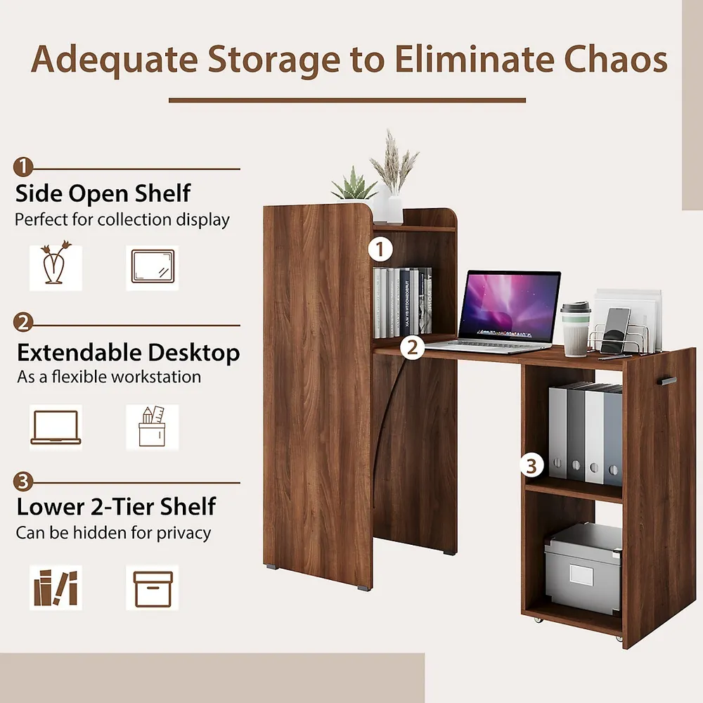 Costway 31.5'' Small Computer Desk Home Office Study Writing Desk with 2  Compartments