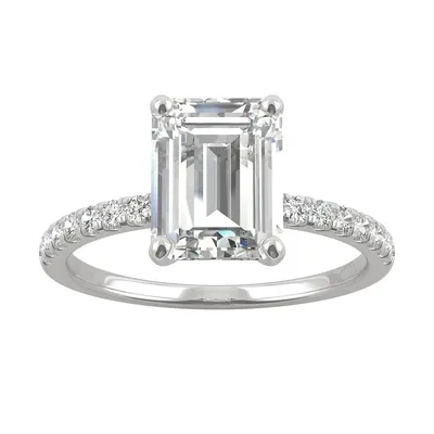 14k White Gold & 2.76 Ct. T.w. Emerald-cut Created Moissanite Ring