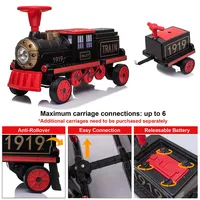 12v Ride-on Train For Kids, Realistic Train Locomotive And Carriage Set, Attachable Extra Train Carriage With Simulated Train Horn And Mp3 Player