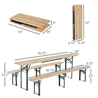 3pc Wooden Picnic Table Bench Set