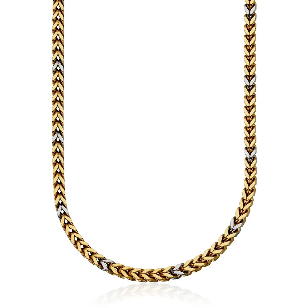 5.5mm Ionic-goldplated Stainless Steel Two Tone Square Chain Necklace