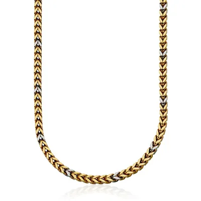 5.5mm Ionic-goldplated Stainless Steel Two Tone Square Chain Necklace