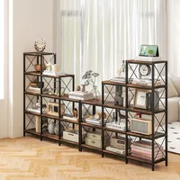 5-tier Bookshelf 9 Cubes Bookcase 12 Shelves Storage Display Organizer Rustic