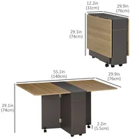Mobile Drop Leaf Folding Dining Table W/ Drawers, Cabinet