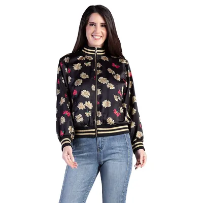 Women's Cropped Floral Print Bomber Jacket