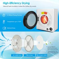 1350w Electric Compact Laundry Dryer 13.2 Lbs Clothes Dryer 5 Drying Programs