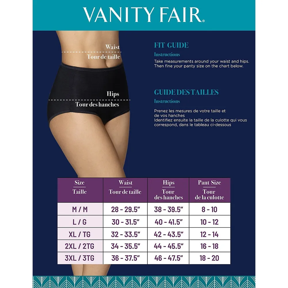 Panties Size Guide  Vanity Fair Lingerie
