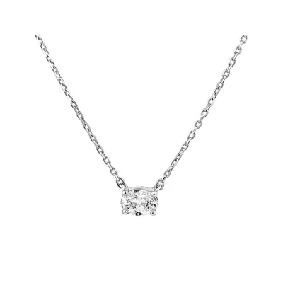 0.25 Carat Tw Oval Cut Diamond Solitaire Necklace In 18kt White Gold