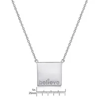 Sterling Silver 15" Believe Plaque Necklace