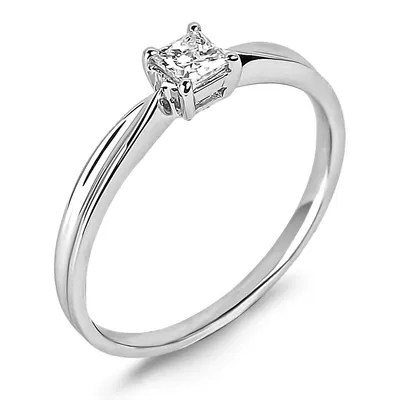 10k White Gold 0.45 Ct Princess Cut Canadian Diamond Solitaire Engagement Ring