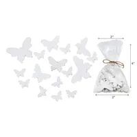 16pc Assorted Size Wood Ornaments Butterfly White - Set Of 2