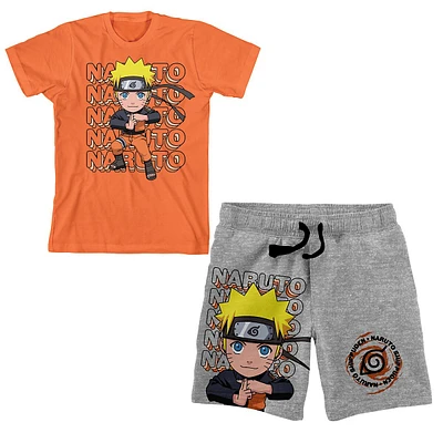 Naruto Jutsu Hand Symbol Kids Orange T-shirt & Shorts Set
