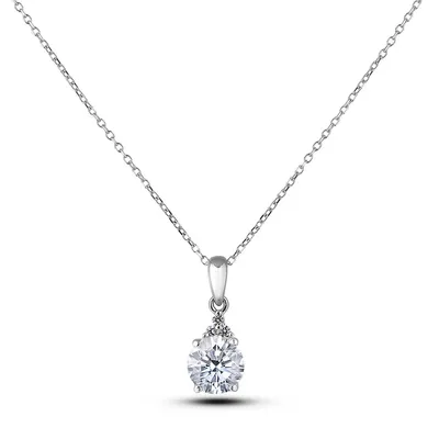 14k White Gold 0.75 Ct Round Brilliant Cut Canadian Diamond Solitaire Necklace