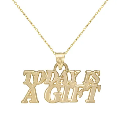 10kt 18" Today Is A Gift Pendant Necklace
