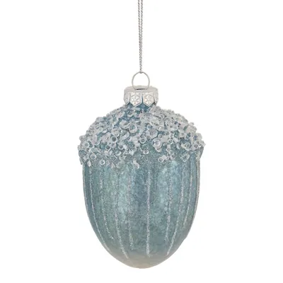 4.5" Blue Glittered Mercury Glass Pine Cone Christmas Ornament