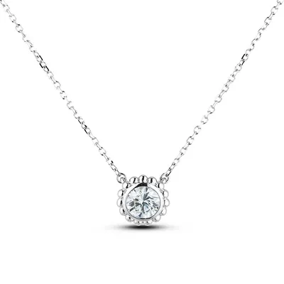 14k White Gold 0.56ct Round Brilliant Cut Canadian Diamond Solitaire Necklace