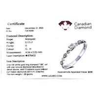 10k Gold Marquise Cut Canadian Diamond Stackable Ring