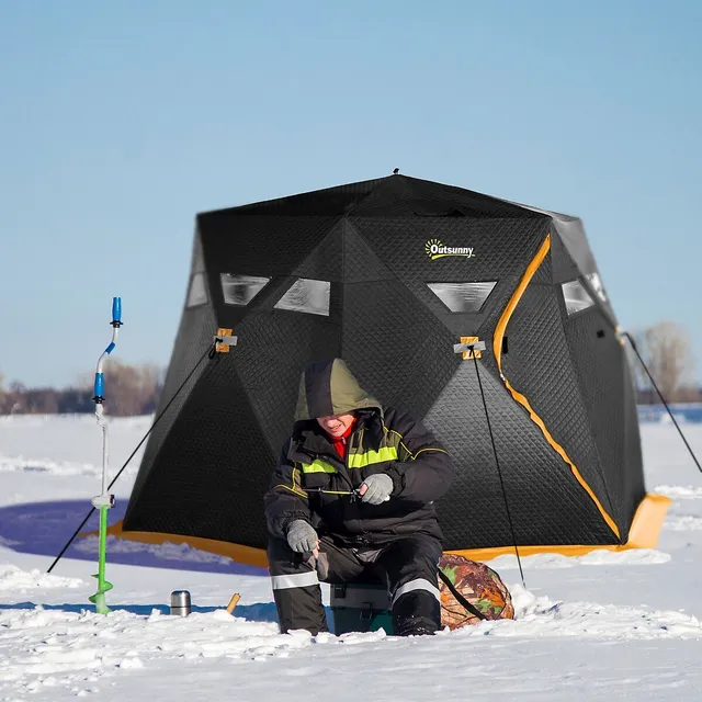 Outsunny Insulated Ice Fishing Shelter Pop-up With Two Doors