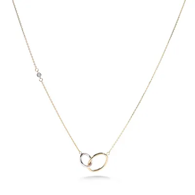 10kt 17" Linked Circle Two Tone Necklace