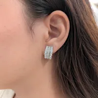 14k White Gold 2.50 Cttw Cgl Certified Diamond Wide Hoop Earrings