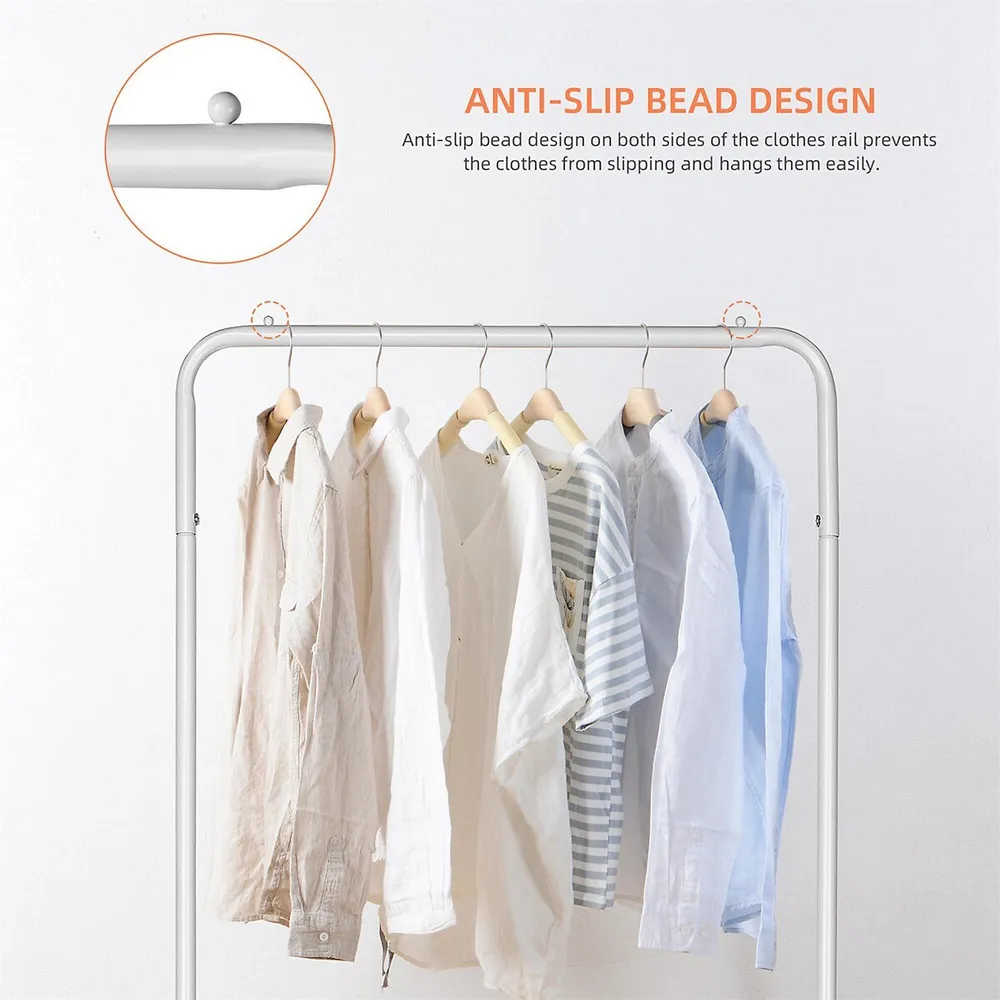 2 in 1 Garment Clothes Rack with 2-Tier Storage Basket and Side Hanging  Hooks - SortWise®