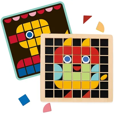 Wooden Mosaic Puzzle Board - 97pcs Pixel Puzzle, Ages 3+