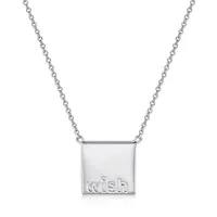 Sterling Silver 15" Wish Plaque Necklace