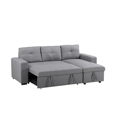 Grey Fabric Reversible Sofabed Sectional W Large Lift Up Storage