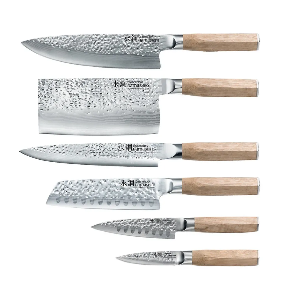 Cuisine::pro Damashiro Mizu Knife Block Oak Set, 7 Piece