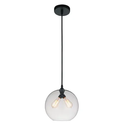 Glass 2 Light Down Mini Pendant With Clear Finish