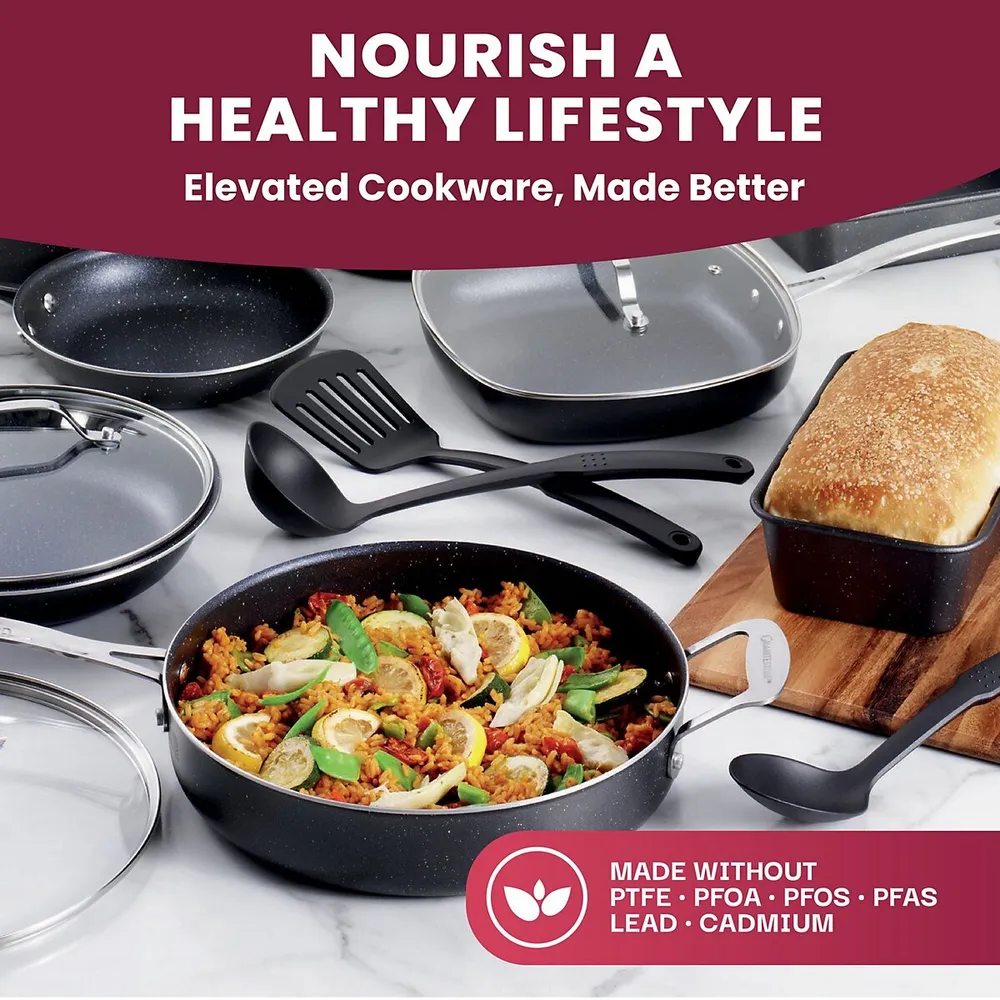 Cookware Set Primaware 18 Piece Non-stick Steel Gray for Electric, Gas  Cooktops