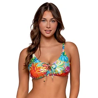 Women's Lotus Kauai Keyhole Front Tie Underwire Swimwear Bikini Top