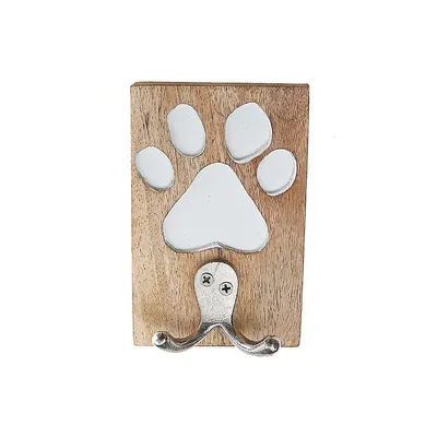Etched Wooden Paw With Double Prong Hook