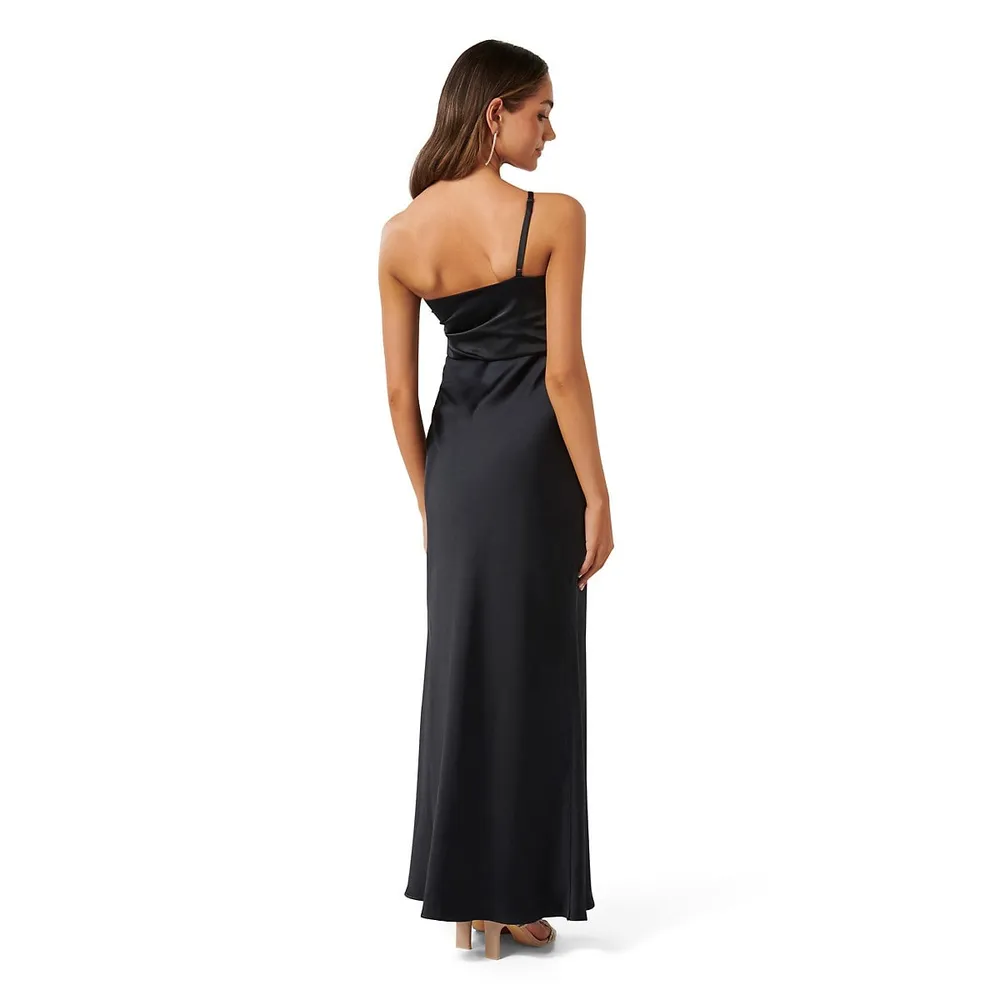 BSL Asymmetrical Hem Detail One Shouldered Long Dress