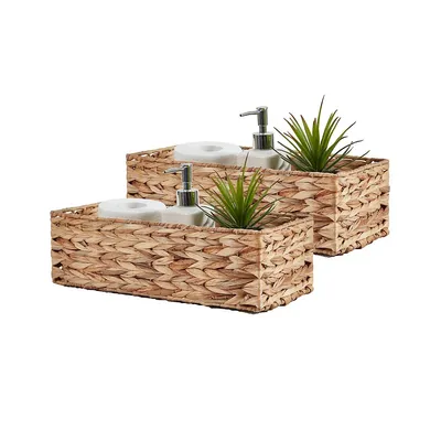 Water Hyacinth Storage Baskets For Home Decor (pack Of 2)