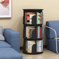 3 Tier 360° Rotating Stackable Shelves Bookshelf Organizer - Black
