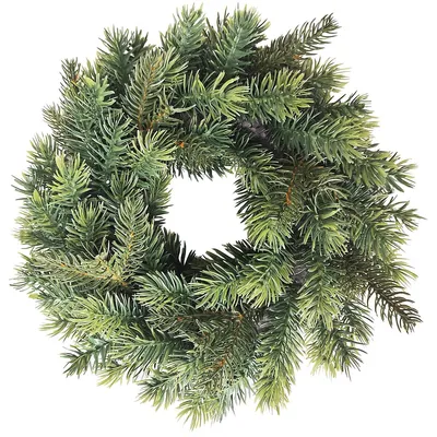 Green Pine Artificial Christmas Wreath, 11.75-inch, Unlit