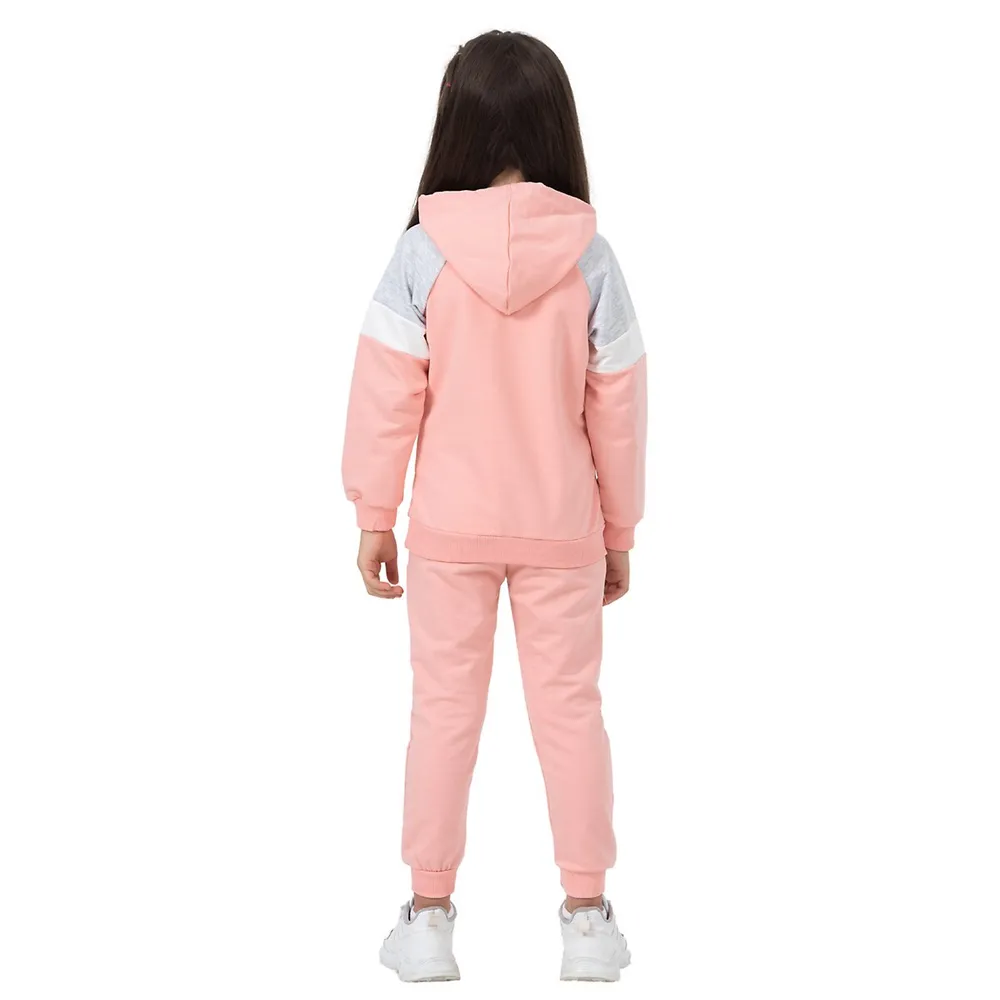 JuniorKids Cappuccino Cat Girls Casual Joggers Set, 100% Cotton Hoodie And  Elastic Bottom Pant