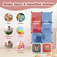 8-cube Kids Wardrobe Baby Dresser Bedroom Armoire Clothes Hanging Closet With Doors